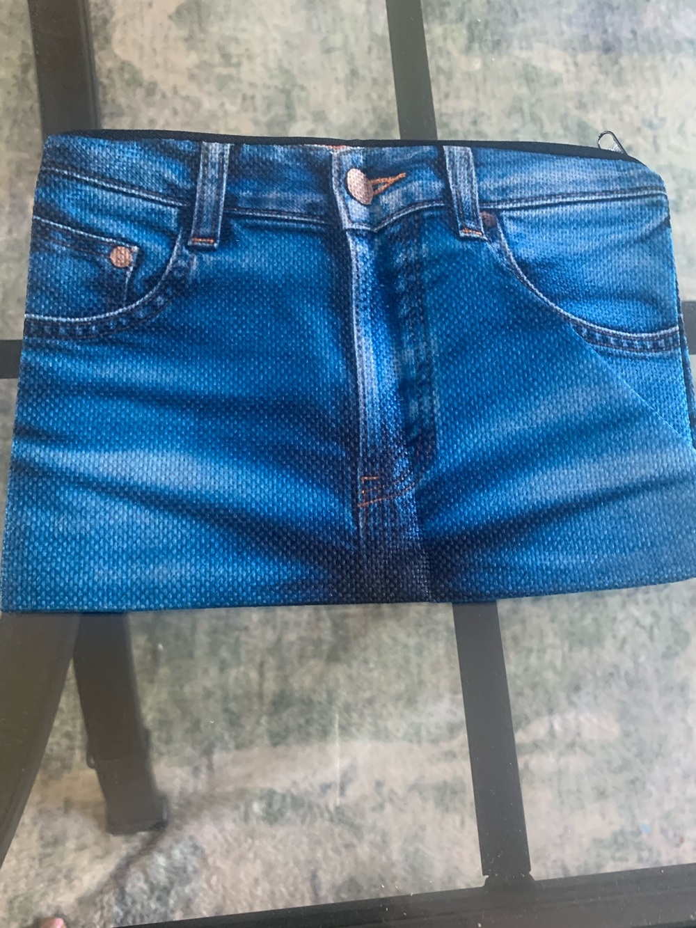 Denim Jeans Print Pouch - Blue